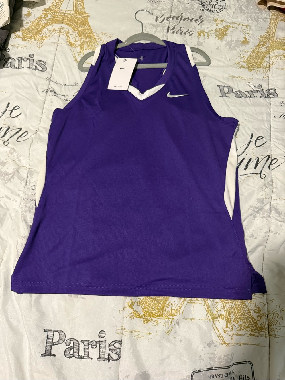 Nike Dri-FIT Racerback Breathable Mesh Tank Purple/White M V-Neck